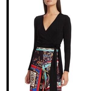 Alice + Olivia Nya Wrap Cropped Top Black Size Small P